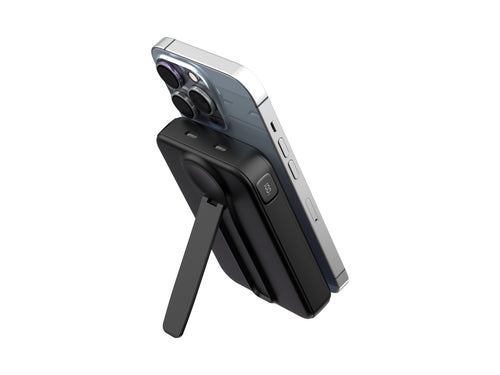 Techancy Power Bank Magnetico TF2786 10000mAh Carregamento Rapido Sem Fios 15W PD 20W Compativel com MagSafe Suporte Integrado Ecrã LED Preto